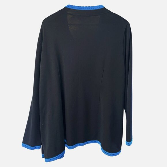Misook Black with Blue Trim 100% Acrylic Open Cardigan Women's size 3X - Picture 6 of 7